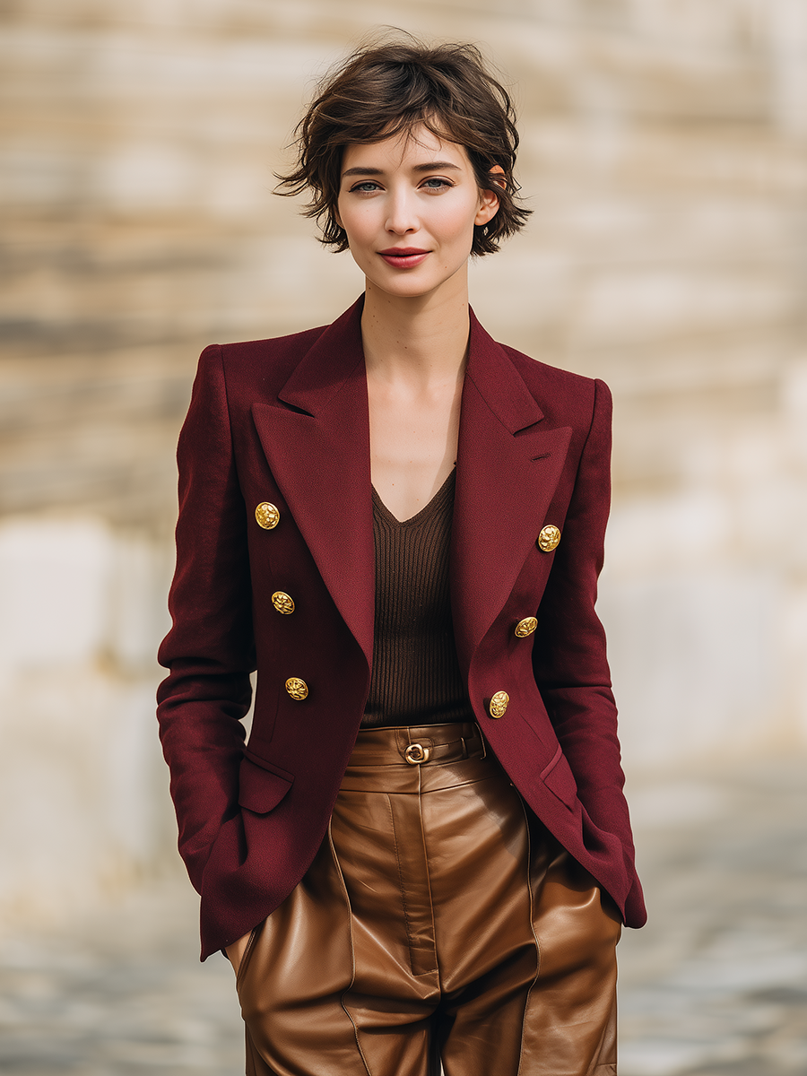 Vintage Fashion Gold Button Blazer