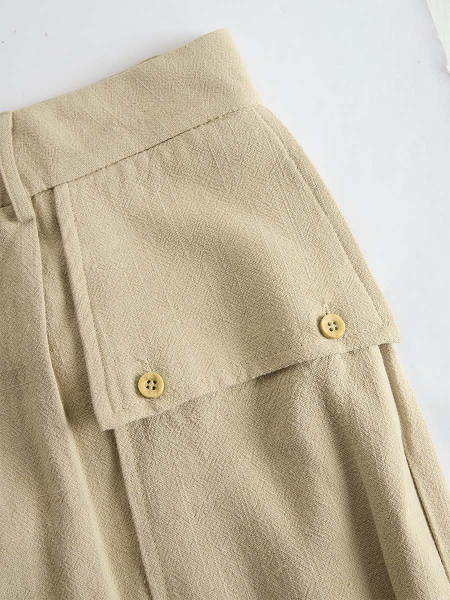 Casual Breathable Urban Style Beige Knitted Top And Cotton Pants Set