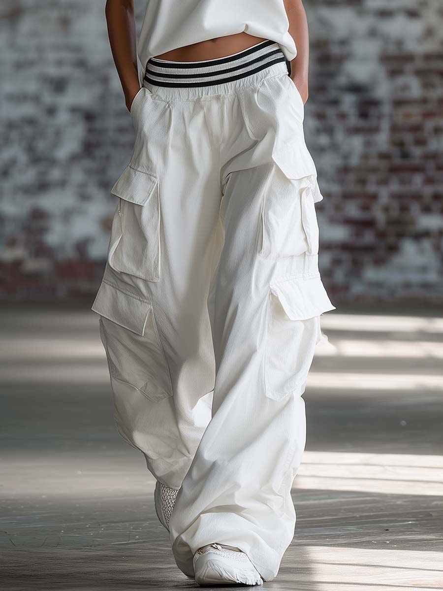 Exquisite Fashion Athletic Workwear Style White Cotton Sleeveless Top With A Mock Neck And Pants Set