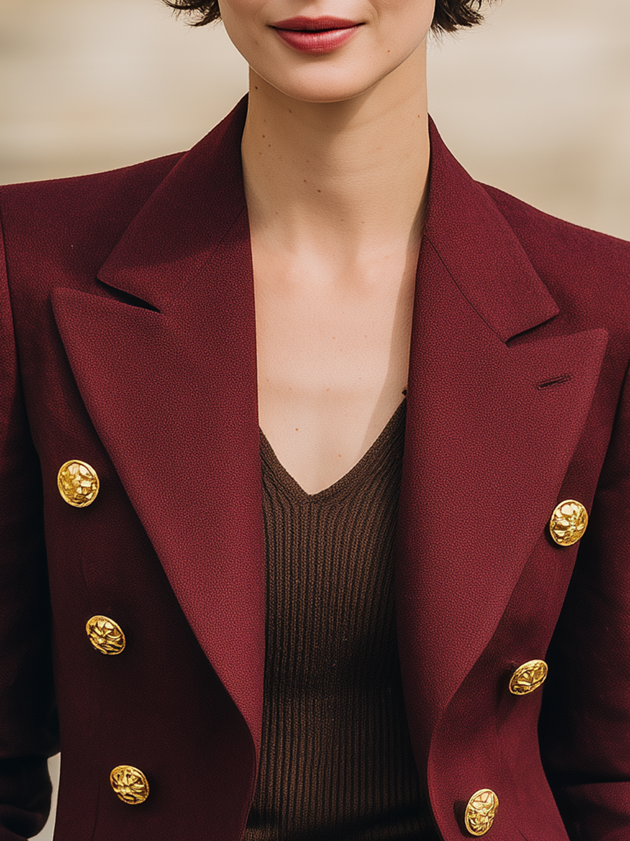 Vintage Fashion Gold Button Blazer