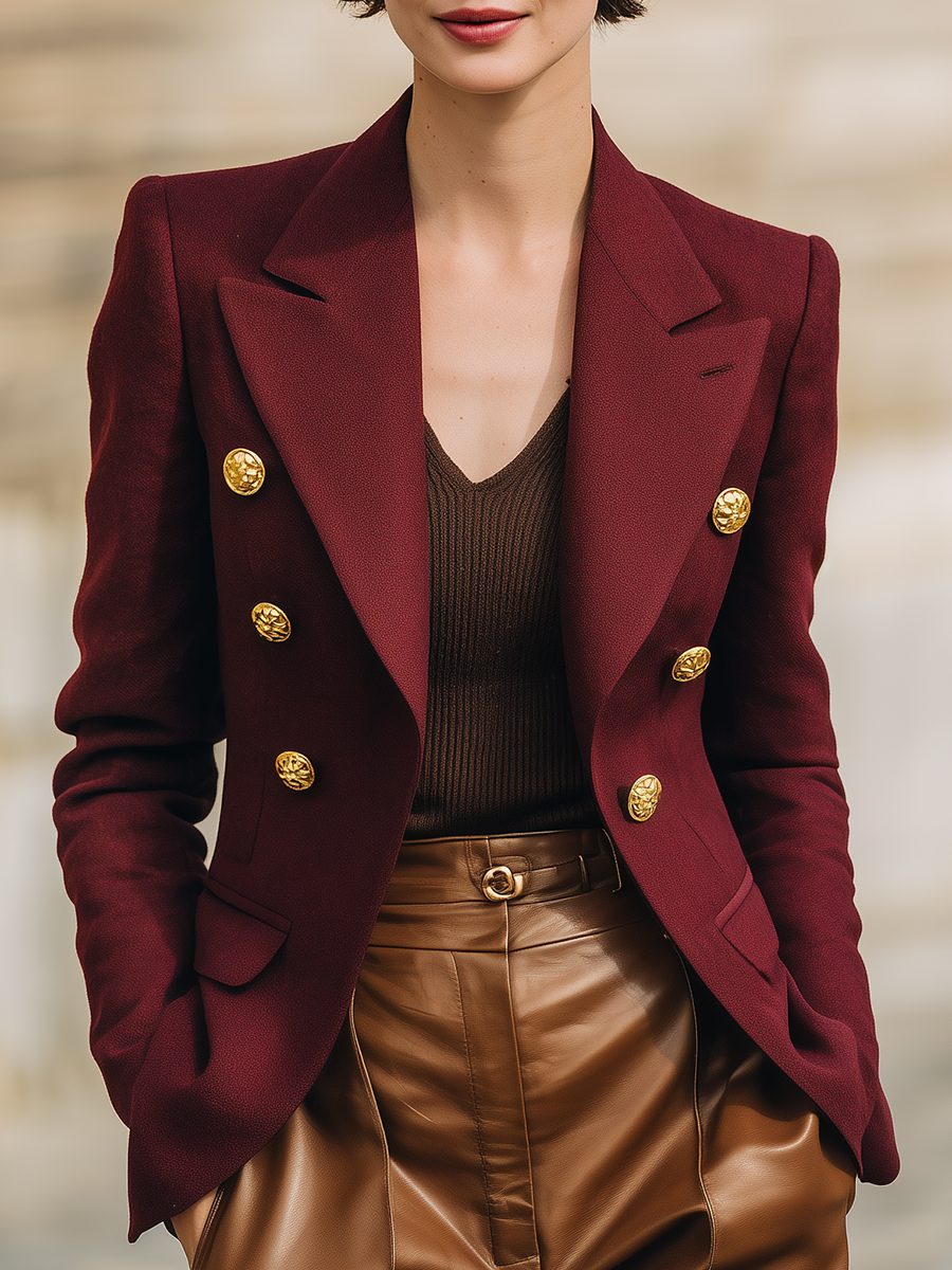 Vintage Fashion Gold Button Blazer