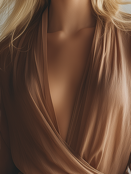 Stylish Simple Short-Sleeve V-Neck  Drawstring Waist Asymmetrical Hem Brown Chiffon Mini Dress