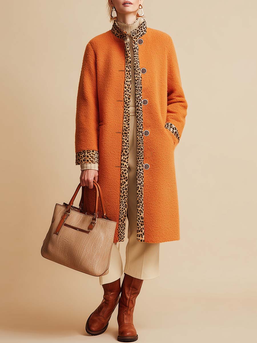 Retro Fashion Orange Premium Polar Fleece Coat