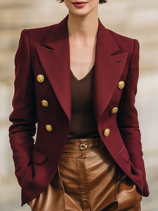 Vintage Fashion Gold Button Blazer
